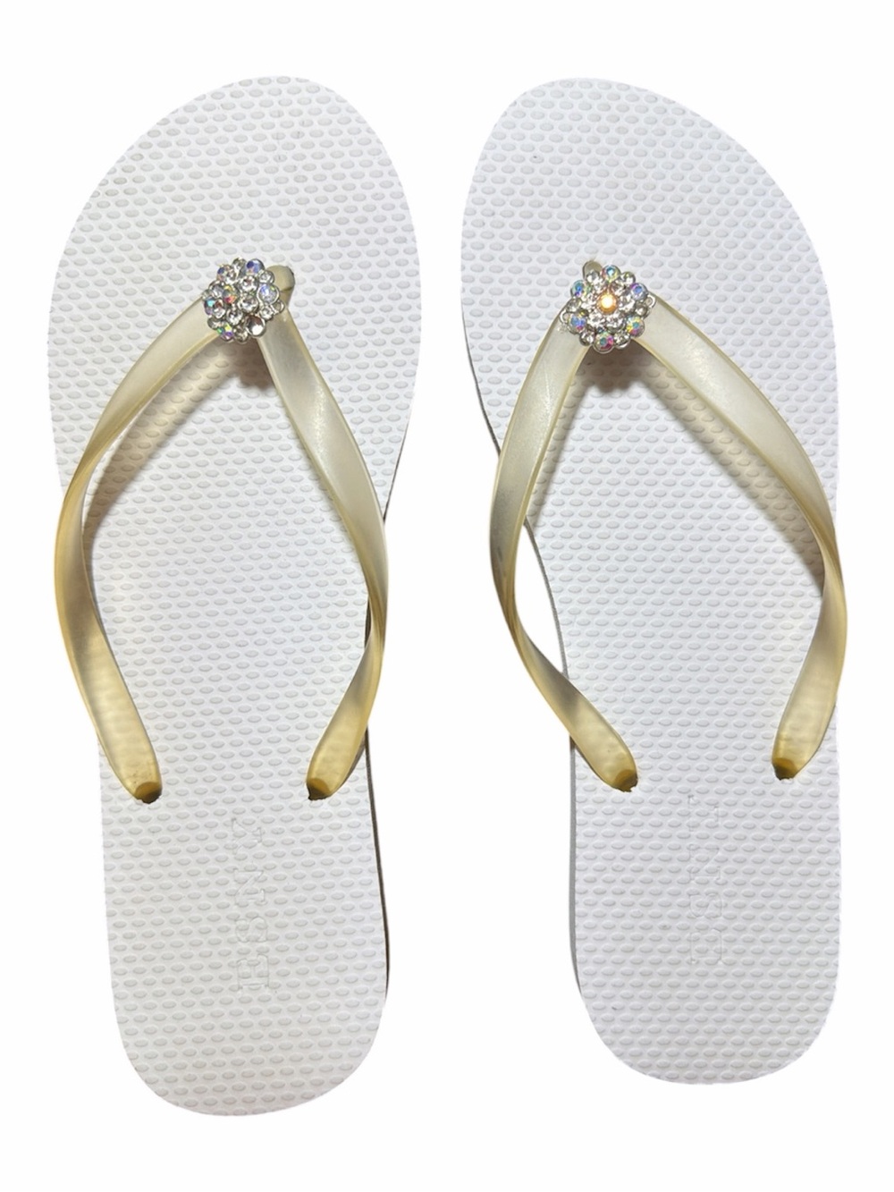 🆕Vintage ESNY White Jeweled Flip Flops 💎 NWOT